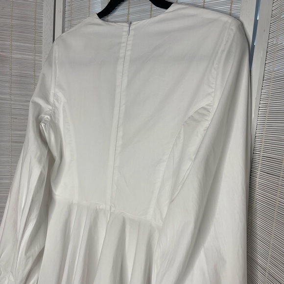 Space Simona Corsellini White Puff Sleeve V-Neck Dress Size 8 - Picture 6 of 11